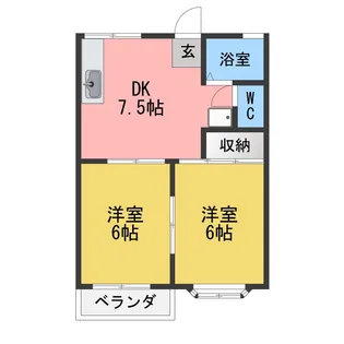 ふじハイツF棟【2階】の間取り