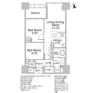 白金ザ・スカイ E棟【14階】の間取り