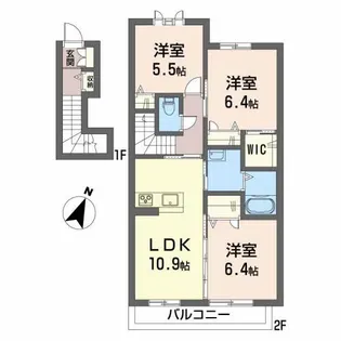 シャーメゾンみどり野 E棟【2階】の間取り