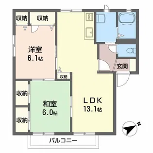 レインボーハイツ B棟【1階】の間取り