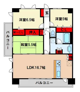 レーベン原田SILVISTA【6階】の間取り