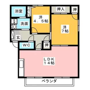 旭前フレグランスB棟【2階】の間取り