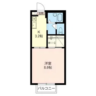 ロコ A 1K~28平米!【2階】の間取り