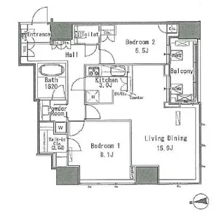 White Tower Hamamatsucho ホワイトタワー浜松町【24階】の間取り