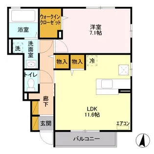 プライムコート D【1階】の間取り