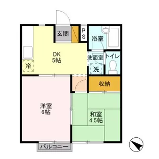 コスモプラザ B【2階】の間取り