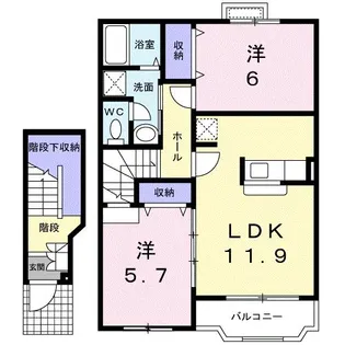 カーサ エテルノ B棟【2階】の間取り