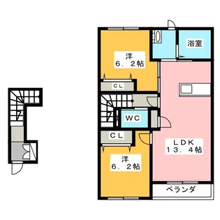 ボヌール若宮【2階】の間取り