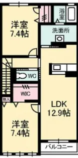 メゾネット ジャルダン ヴェールA棟【2階】の間取り