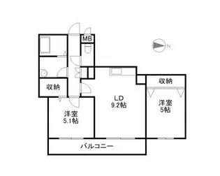 2DKの間取り画像