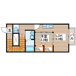 リアーレ市名坂【2階】の間取り