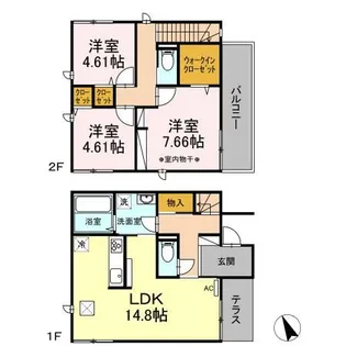 神奈川県厚木市愛甲西2【一戸建】の間取り