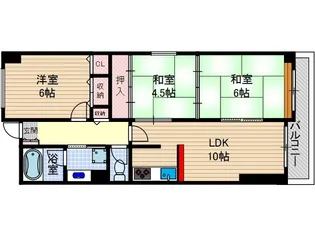 リバーサイド千里丘【3階】の間取り