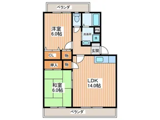 シャルマンハイツ【2階】の間取り