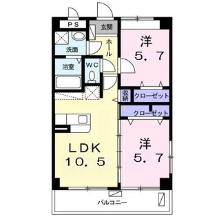 カルムヴィラいさおし【1階】の間取り