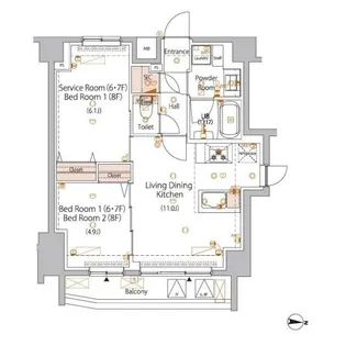 HY’s MINOWA II【6階】の間取り