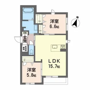 メゾンマスト名須川B棟【1階】の間取り