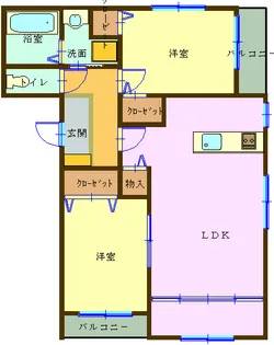 はなみずきガーデン宮関【2階】の間取り