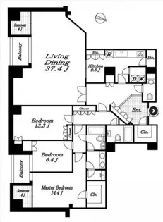青山第一マンションズ【17階】の間取り