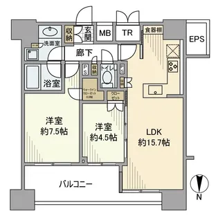 グランリビオ芝大門【16階】の間取り