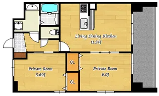Speranza舟入南(スペランツァフナイリミナミ)【5階】の間取り