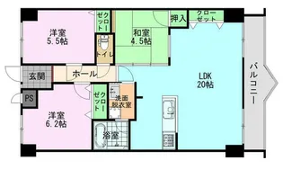 信開ベルナールえきつば【7階】の間取り