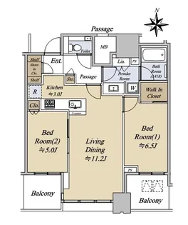 梅田ガーデンレジデンス【17階】の間取り