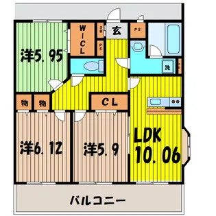 ブレインコート・アイビス(邑楽郡大泉町西小泉)【3階】の間取り