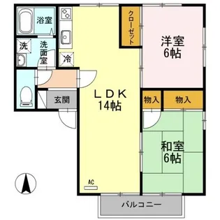 ハイカムール鴨川 A棟【2階】の間取り