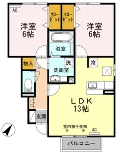 コンフレール西条 A【1階】の間取り