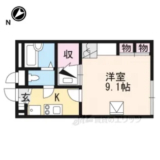 レオパレスめぞん恵智川【1階】の間取り
