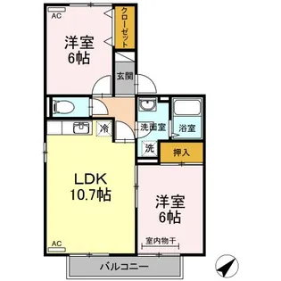 セジュールFX東 A棟【2階】の間取り