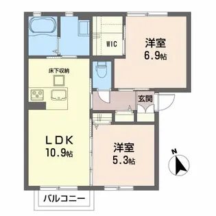 シャーメゾン東中田【1階】の間取り