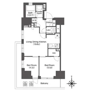 コンフォリア東新宿【5階】の間取り
