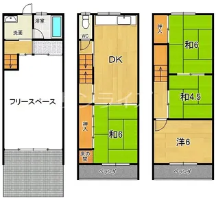 大阪府大阪市城東区関目5【一戸建】の間取り