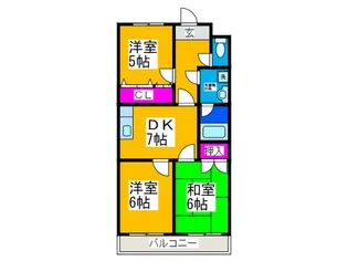 ハイツあかしあ1号館【3階】の間取り