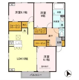 ラ・メール アン【1階】の間取り