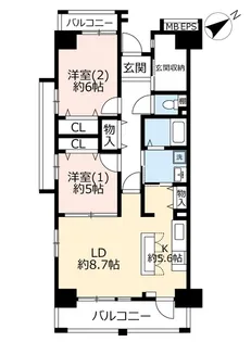 URプロムナード本牧【5階】の間取り