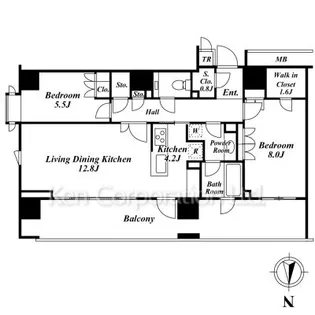 広尾ガーデンフォレスト【5階】の間取り