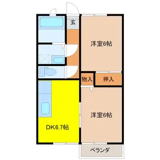 サンライズB【1階】の間取り