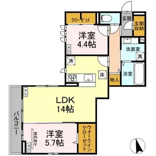 DーROOM六十人町 B B棟【1階】の間取り