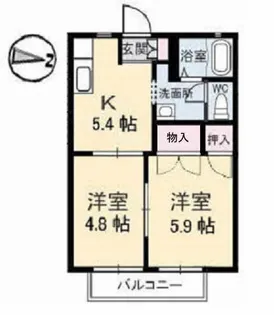 サンフレグランス B棟【1階】の間取り