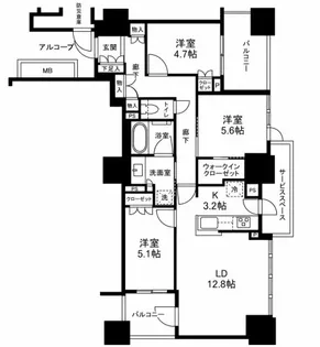 プラウドタワー梅田豊崎【4階】の間取り
