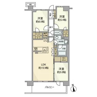 ザ・パークハウスオイコス鎌倉大船【5階】の間取り