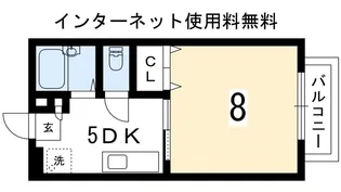 北白川ハイツ【1階】の間取り