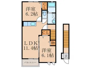 ベルコロレIIIB【2階】の間取り