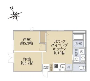 グランディオール杭瀬【1階】の間取り