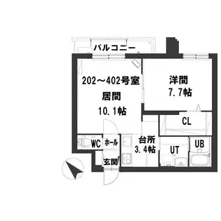 グランメール 西町南9【4階】の間取り