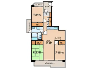 サンハイツ八事ふじみD棟【8階】の間取り