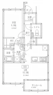 ひよりレジデンス岩井【1階】の間取り